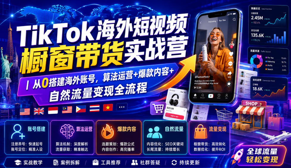 TikTok海外短视频橱窗带货实战营