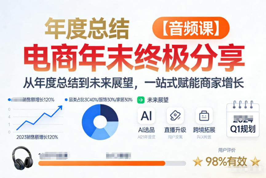 电商年未终极分享，从年度总结到未来展望，一站式赋能商家增长【音频课】-斗金教学