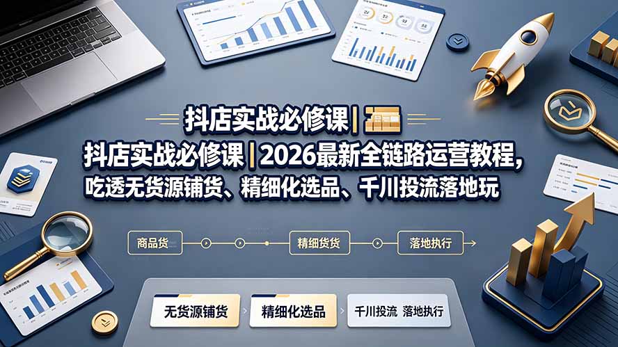 抖店全链路运营课程：无货源铺货与千川投流实战-极光库