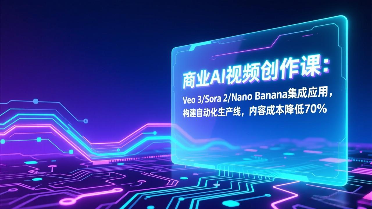 商业AI视频创作课:Veo 3/Sora 2/Nano Banana集成应用,构建自动化生产线,内容成本降低70%-亮剑学堂