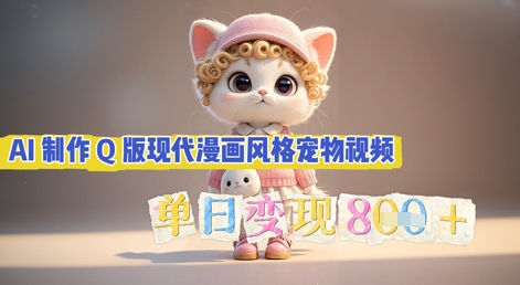 AI制作Q版现代漫画风格宠物视频，单日变现几张-极光库