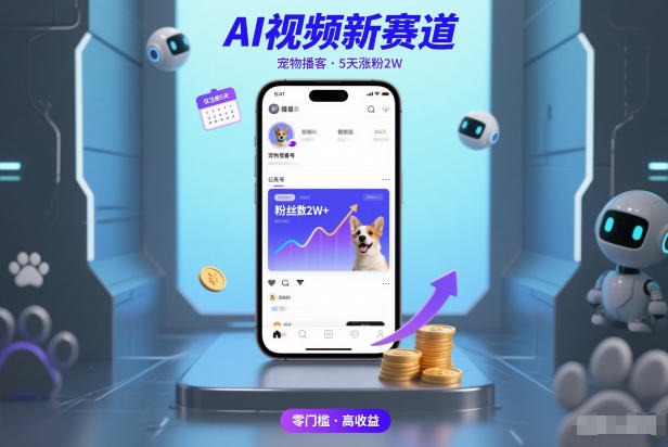 AI视频新赛道，宠物播客仅注册5天涨粉2W，收益非常可观-亮剑学堂