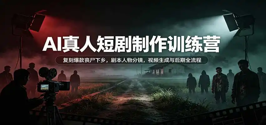 AI真人短剧制作训练营:复刻爆款丧尸下乡,剧本人物分镜,视频生成与后期全流程-极光库