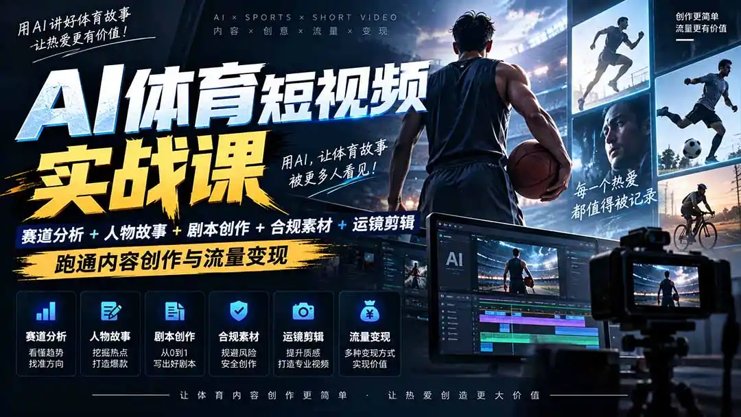 AI体育短视频赛道顶级玩法|赛道分析+人物故事+剧本创作+版权处理+运镜剪辑,跑通流量变现-日赚1K+ AI体育短视频赛道顶级玩法|赛道分析+人物故事+剧本创作+版权处理+运镜剪辑,跑通流量变现-日赚1K+
