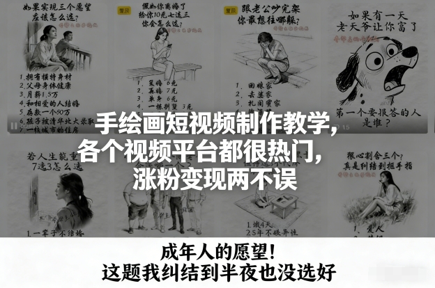 手绘画短视频制作教学，各个视频平台都很热门，涨粉变现两不误-迷胡学堂