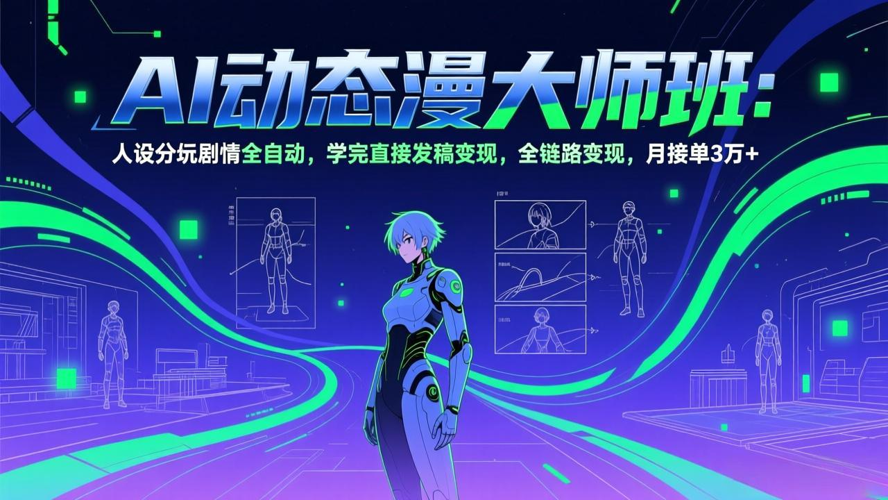 AI动态漫剧大师班：人设分镜剧情全自动，学完直接发稿变现，全链路变现，月接单3万+-迷胡学堂