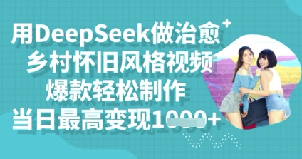 用DeepSeek做治愈乡村怀旧风格视频，爆款轻松制作，当日最高变现多张-极光库